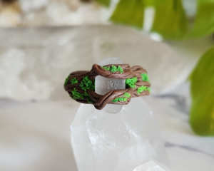 Sea Glass Polymer Clay and Stainless Steel Ring